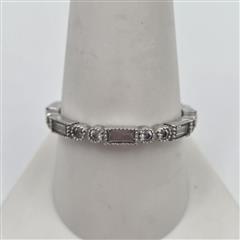 925 Sterling Silver Round & Baguette CZ Eternity Stacking Ring Band Size 10.25